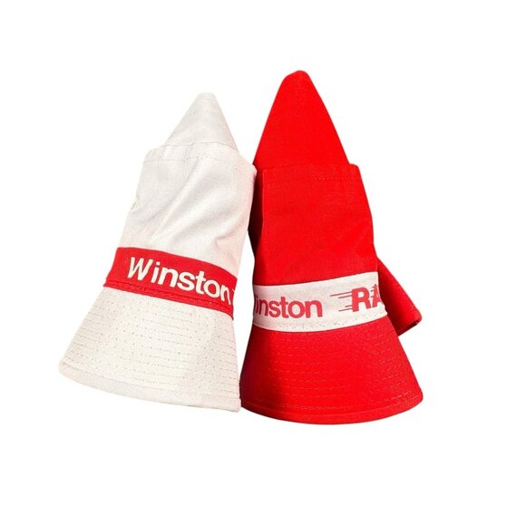 Daytona Winston NASCAR Bucket Hats Lot of 2 Vintage Red White M L New Old Stock - Picture 2 of 16